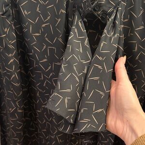 80s Vintage Black Patterned Blouse